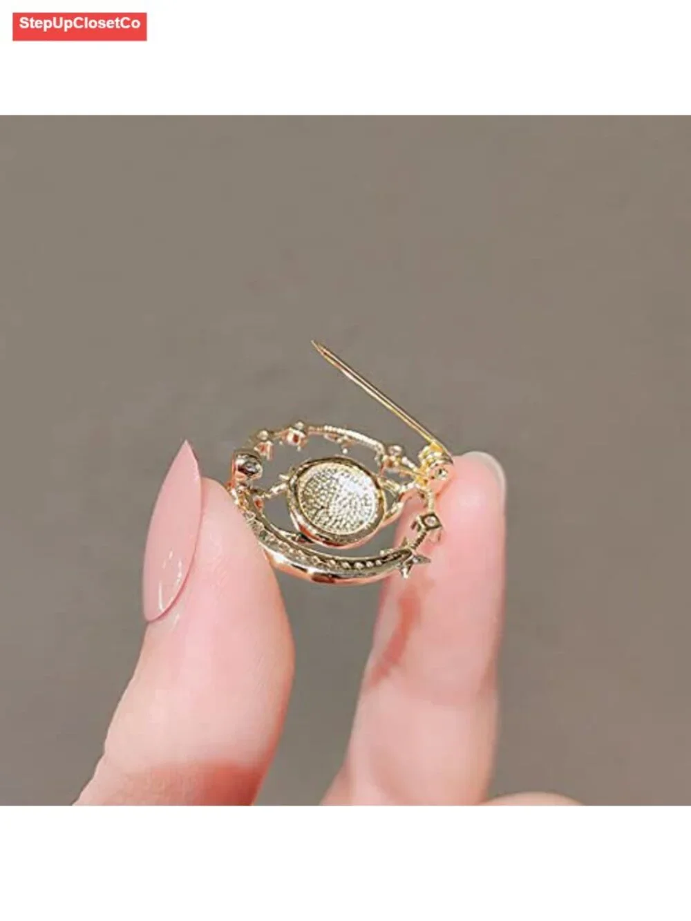 Enamel Blue Rhinestone Star Brooch Pin Sun Moon Star Zodiac Badge for Women